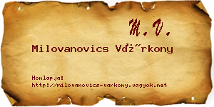 Milovanovics Várkony névjegykártya